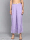 Lavender rayon embroidered kurta set with palazzos. Traditional sequin work, elegant and comfortable women's fashion from Angita