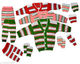 Multi-colored woolen baby sweater pyjama set (3 pack) featuring striped patterns, suitable for both boys and girls, ages 0-3 months