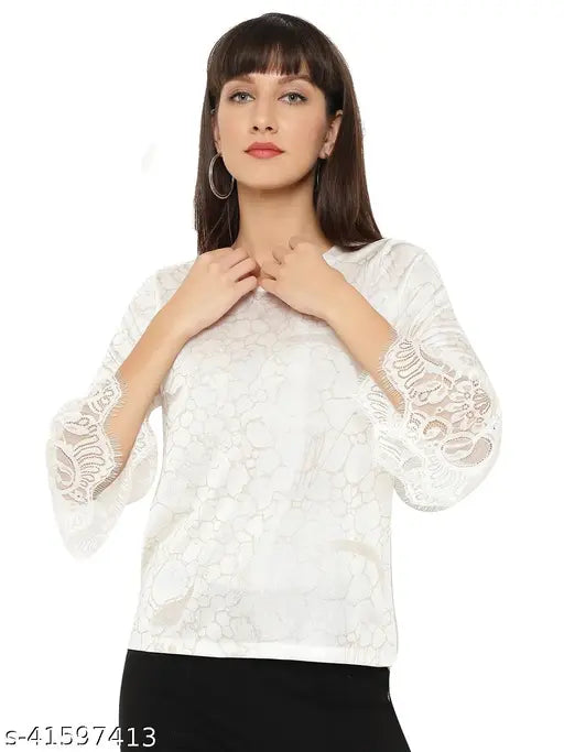 Stylish printed crop top, polycotton long sleeves, latest design by Chkokko, women's size S (34in bust, 23in length)