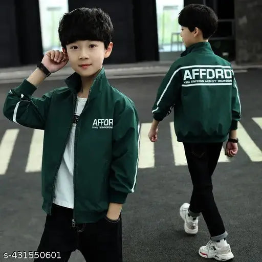 Boys kids zipper jacket, navy blue cotton crew neck, two pockets