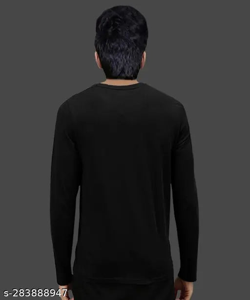 Long-sleeved cotton blend t-shirt for men, printed design in various sizes, Made in India
