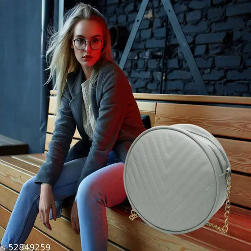 Rounded sling bag, women's fashion, PU leather, latest trend