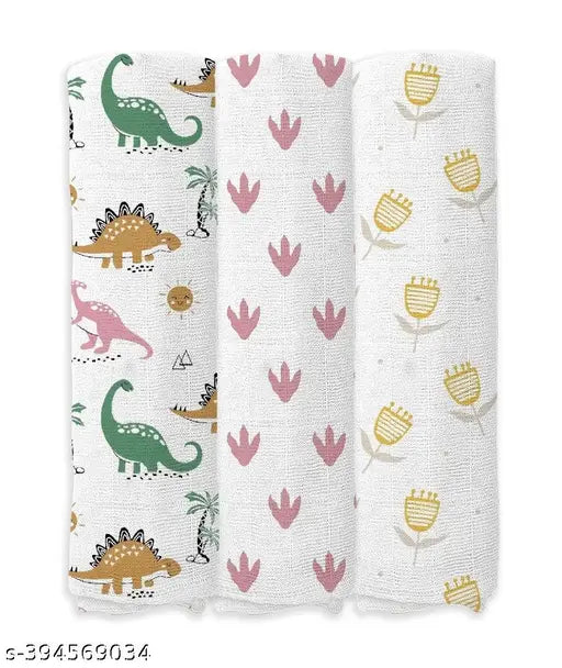 Home printed cotton AC crib swaddling baby blanket (3 pack). Soft, hypoallergenic, antibacterial, and machine washable muslin blankets for babies aged 0-3 years. Ideal for AC rooms and light winters. Made in India