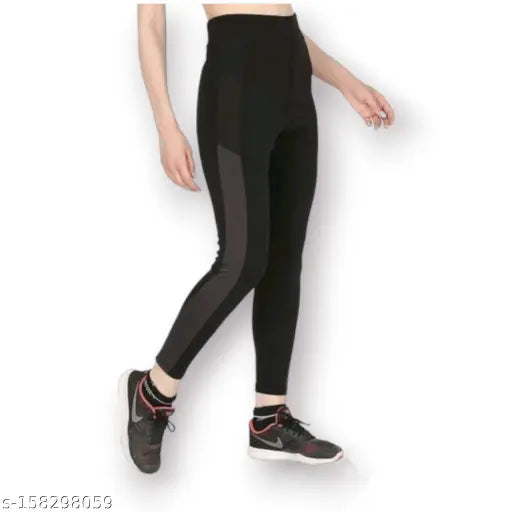 Solid lycra Earth joy Gym wear Jeggings, stretchable striped workout trousers for girls and women