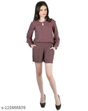 Maroon printed rayon jumpsuit with long sleeves, casual country-inspired style