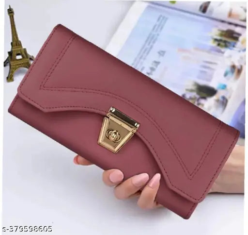 Red leather wallet with two card slots and zip closure