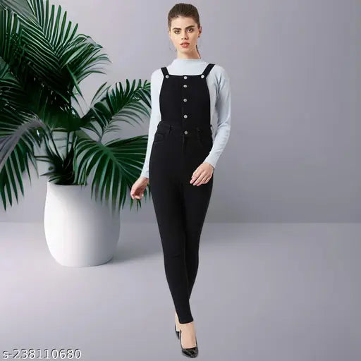 Denim striped women's fancy jumpsuit, full length with adjustable strap - size XL (36in bust, 47in length, 32in waist, 36in hip)
