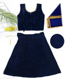 Velvet Kids Lehenga Choli, self-design embroidered with net dupatta, Indian traditional attire for 1-6 years
