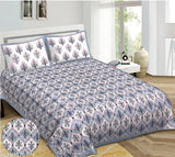 White and floral, RRW Real Jaipuri cotton king size bedsheets combo pack with 4 pillow covers