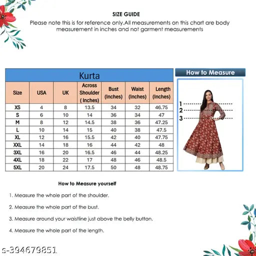 Red cotton floral round kurti, three-quarter sleeves, printed design for women's traditional wear, India origin