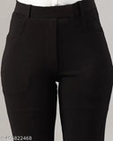 Black cotton lycra formal pants set by Lifetarm, perfect for office wear or special events