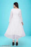 Rayon three-quarter sleeve woman gown, solid color in various sizes from S to XXL, Indian-made fashion garment on hanger