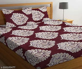 Red floral print king size bed sheet with 2 pillow covers s33102477