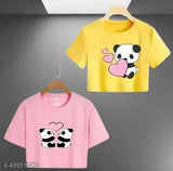 Cotton blend funky style comfy crop top, printed net design for girls (S-XL) - Indian biowash fabric, modern look, round neck, full sleeves