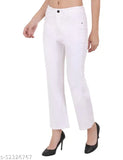 Trendy white distressed high-waisted jeans