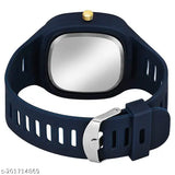 Black sports watch with multiple analog dials and silicone strap