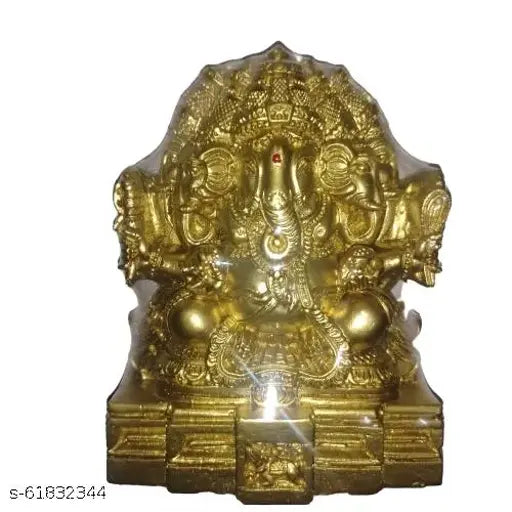 Panchamuga Vinayagar five-faced Ganapati statue, golden and intricately detailed, 3D rendering