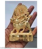 Handcrafted brass Maa Durga figurine, vibrant antique finish, religious decorative gift, 7cm x 2cm x 11cm (India)