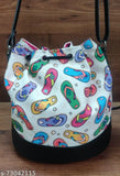Graphic print canvas bag, suitable for shopping or hiking, features two compartments - one wet and one dry, with durable string back straps