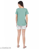 Women's printed top & shorts set (pack of 2), cotton multicolor women's lounge wear on display