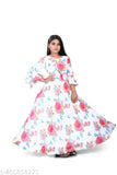 Kids' multi-occasion formal attire: Printed net children's ball gowns & prom dresses, three-quarter sleeves, India origin