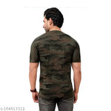 Green camo cotton half-sleeve T-shirt, high-quality dye, men's sizes S-XL