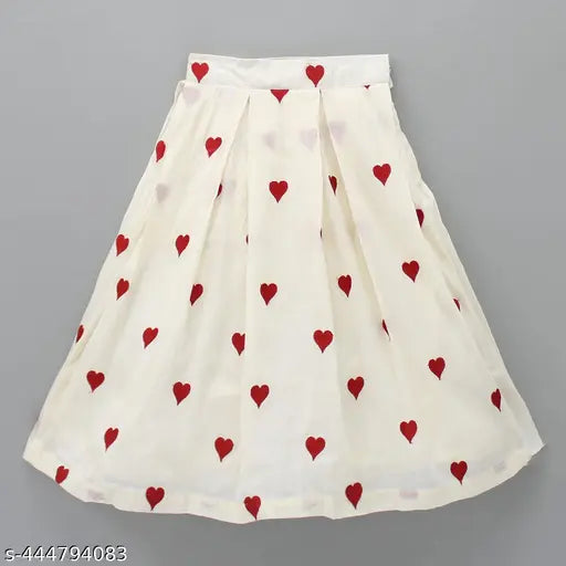 Chanderi cotton Heart Stylish tie-up strap crop top & lehenga set, quirky printed design for kids aged 3-9 years, India origin