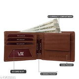 Tan PU leather wallet for men, textured design with 3 card slots, regular size (9x11cm), made in India