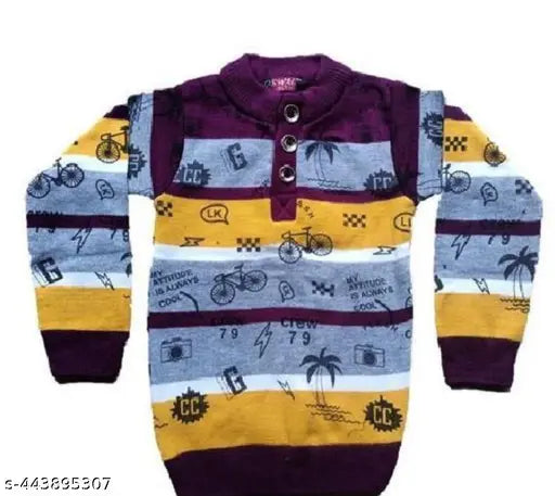 Wool printed net boys sweater, elegant design for 3-12 years old boys, made in India