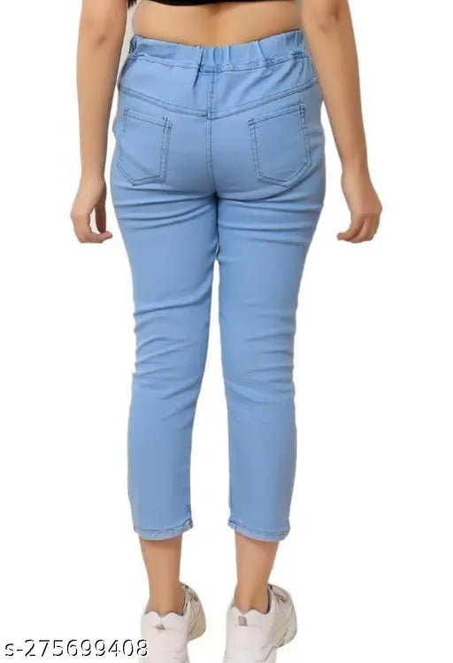 Stylish women's light print denim jeggings, kitti design for all-day wear, size 26/28 inches