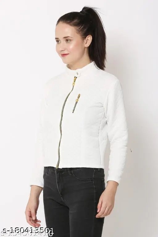 Multicolor fleece full sleeve women's jacket, solid pattern, various sizes available