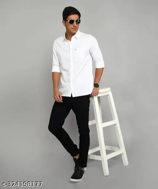 Black denim men's jeans, solid pattern, five pockets, mid-rise, button waist closure, clean wash, full length, good fit, regular fit shape, manufactured in India