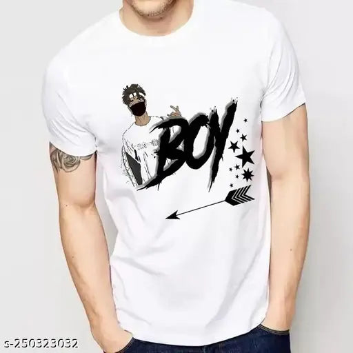 SQF-Graphic printed polyester men's t-shirt, half sleeves, graphic design, versatile fashion for men and women