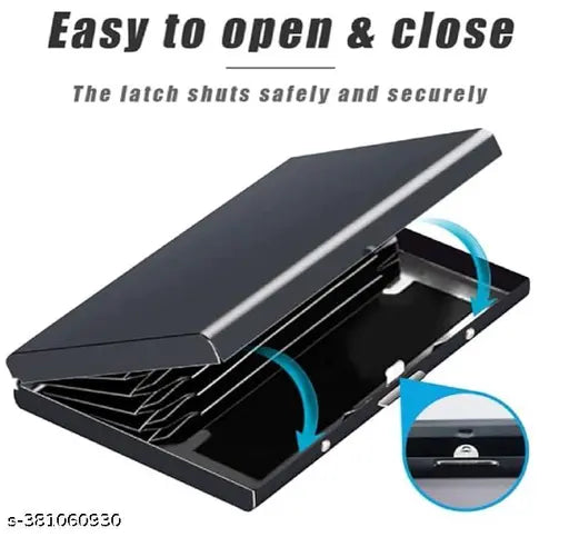 Aluminum RFID-protected smart pop-up wallet (8 card slots, black) - modern men's metal accessory for everyday essentials