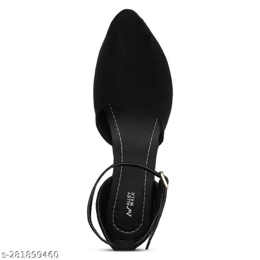 Black velvet Shoelezza ankle bellies - trendy women's footwear for party or office, adjustable strap and buckle closure