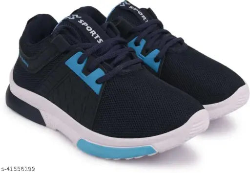 Black and blue sports shoes with blue straps