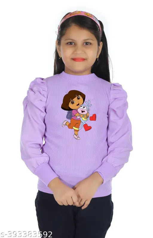 Cotton puff sleeve kid's top in vibrant colors and prints, India origin