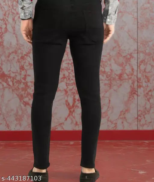 Blue distressed skinny jeans with printed back design