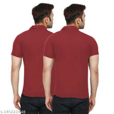 Maroon polycotton men's polo T-shirt combo pack with half sleeves & pocket, available in multiple sizes for various occasions