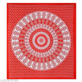 Cosito red 144 TC cotton double bedsheet with 2 pillow covers - vibrant ethnic motifs on soft, breathable 100% cotton bed linen for summer