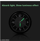 Black Quartz Analogue Car Clock with Vent Clip & Adhesive Tape. Durable, weatherproof, carbon fiber patterned dashboard decor for automobiles or home use