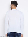 White cotton crew neck t-shirt, full sleeve, regular fit for men - Made in India