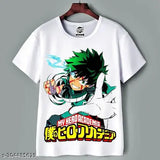 White polyester My Hero Academia printed unisex half sleeve T-shirt with short sleeves, comfortable fit