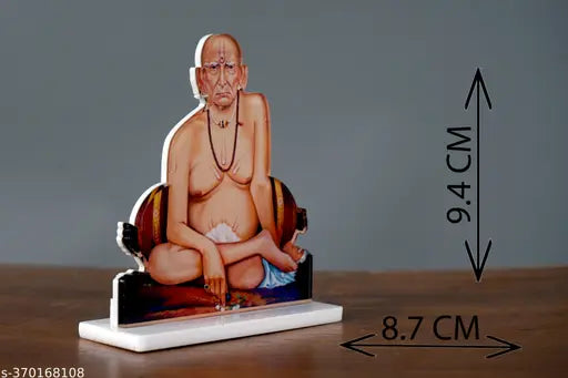 Wooden Swami Samarth Maharaj frame (8.7cm x 9.4cm), Indian home decor showpiece