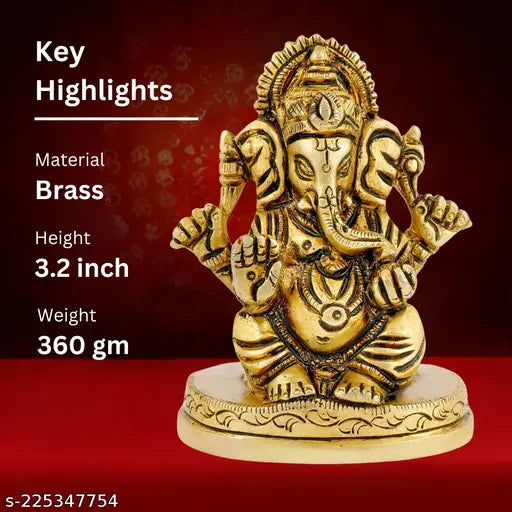 Handcrafted antique finish brass Ganesha idol