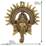 Golden metal Ganesh statue idol for wall decor, Lucky Feng Shui showpiece figurine, Indian origin