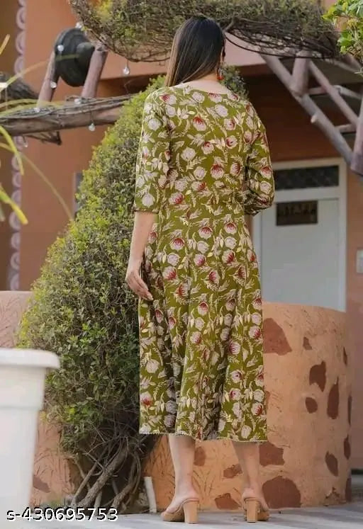 Rayon printed anarkali kurti for women, ideal for parties and festivals, India origin