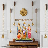 Multicolor resin Ram Darbar statue with Sita Laxman Hanuman Murti Idol for home decor and puja room, 6-inch height
