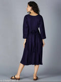 Maroon navy blue maternity jumpsuit, waist tie, knee-length skirt