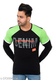 Indian-made men's cotton blend full sleeve round neck summer casual wear T-shirt with printed net pattern, ideal for a stylish look." (123 characters)